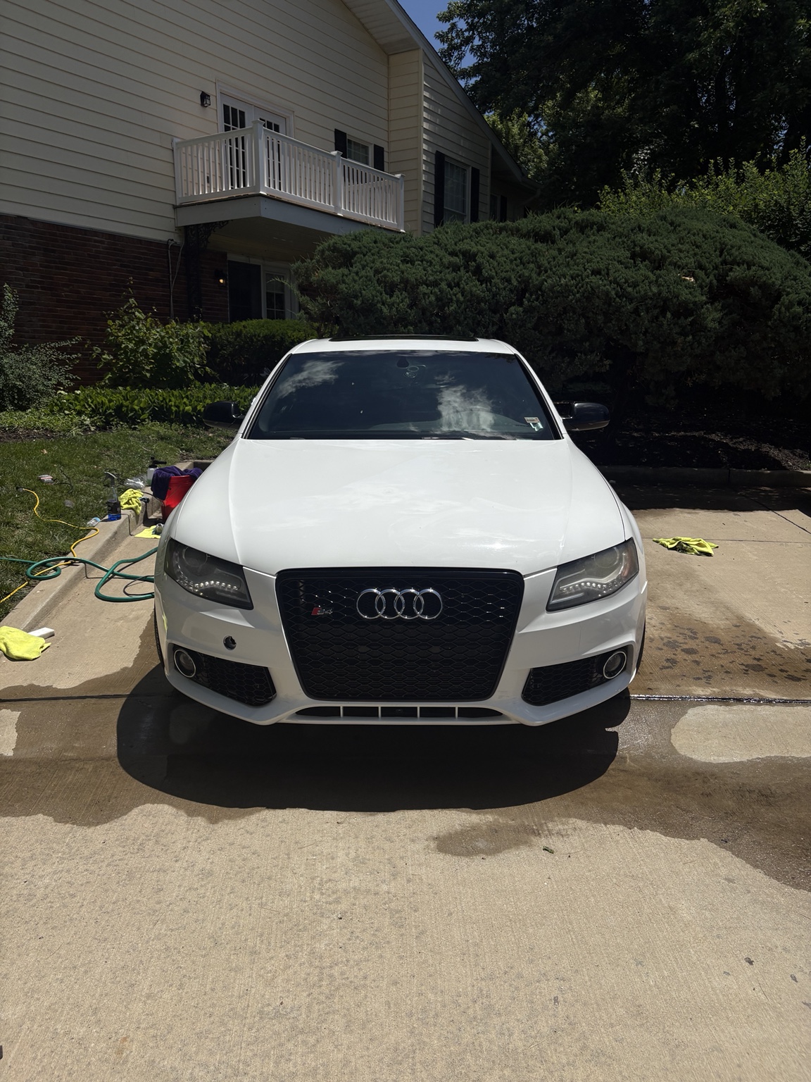 Detailed white performance sedan
